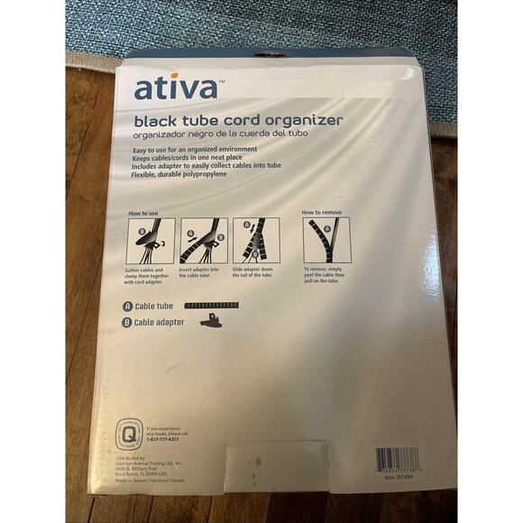 Ativa Cable Management Black Tube Cord Organizer 77.6 inches CM07B 207-694 - Picture 2 of 2